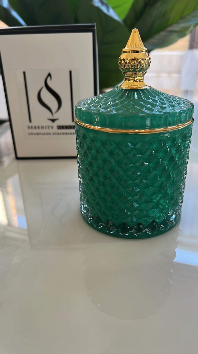 Green & Gold French Tip Candle Jar 247g
