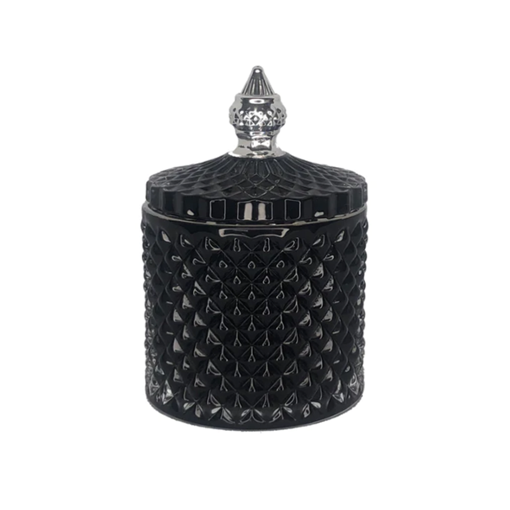 Black & Silver French Tip Candle Jar 247g